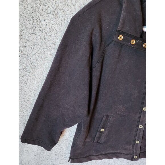 Tommy Bahama Women's 3/4 Sleeve Collared Snap Button Front Sweatshirt Black Sz M - Picture 4 of 13